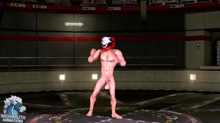 Muscle growth animation turns slow twink into throbbing hung stud