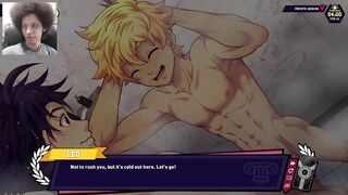 Twink jock gets choked raw in anime gay hentai game solo play