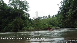 Colombian hunk jerks off in public river filthy feet in tighty whities