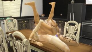 Rough sex on dining table fucked hard in puppy style