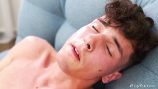 18 Twink's Huge Cock bulges in tighty whities as he jerks off raw solo