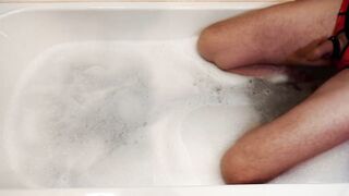 Foam party in the bath underwear feet wet cum dessert destroyed