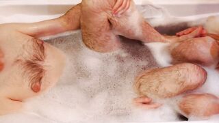 Foam party in the bath underwear feet wet cum dessert destroyed