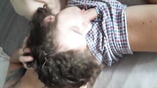 Stepdaddy caught me filming and blew my twink lips raw
