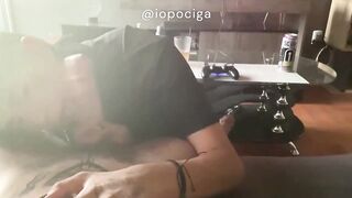 Your femboy pet gets face fucked deep until his throat is drowned in hot cum