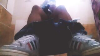 Forced deep breath of real Masculinity chokes on gay cum in dirty socks