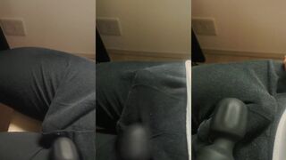 Bad Japanese boy stuffed in tights gagged by thick machine cum