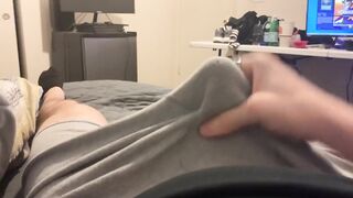 Huge orgasm erupts inside my soaked boxers while massive cock rubs raw