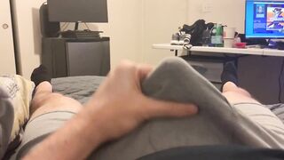 Huge orgasm erupts inside my soaked boxers while massive cock rubs raw