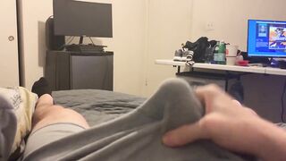 Huge orgasm erupts inside my soaked boxers while massive cock rubs raw