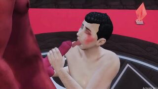 Evil news reporter pays demonlord with his big ass milf cum shot