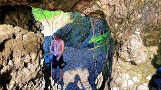 Cute twink's extreme public anal cum dump on the beach