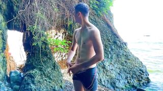 Cute twink's extreme public anal cum dump on the beach