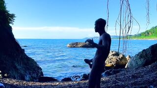 Cute twink's extreme public anal cum dump on the beach