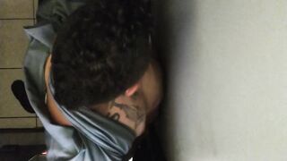 Thick cock destroyed in gloryhole got my dick sucked raw