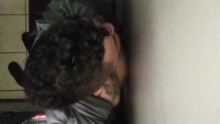 Thick cock destroyed in gloryhole got my dick sucked raw