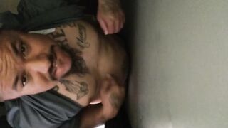 Thick cock destroyed in gloryhole got my dick sucked raw