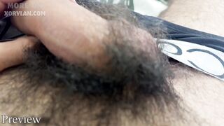 Morning POV edging with hairy big dick squirming in denial