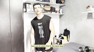 Latino muscle flexes till his big veiny cock explodes on his toy