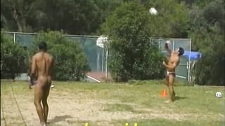 4 college jocks stripped bare in wild volleyball debauchery