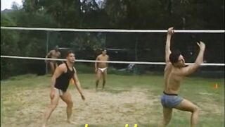 4 college jocks stripped bare in wild volleyball debauchery