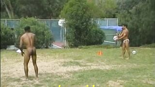 4 college jocks stripped bare in wild volleyball debauchery