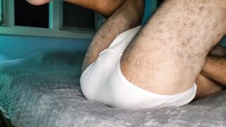Sweaty jerk session with this hunky latino muscle man