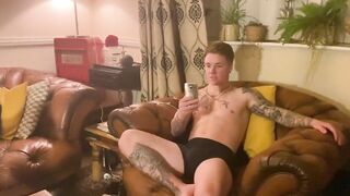 Step bro gets milked by tattooed delivery driver deep throat creampie
