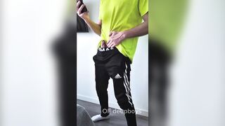 Sporty gym guy busts massive loads after solo session