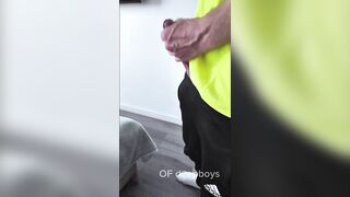 Sporty gym guy busts massive loads after solo session