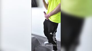 Sporty gym guy busts massive loads after solo session