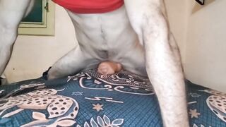 Muscle daddy fucks his silicone doll while bottoms gush and twitch