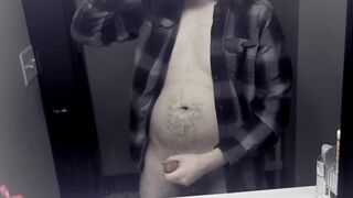 Huge Cumshot in Bathroom Loud Male Moaning Big White Cock