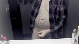 Huge Cumshot in Bathroom Loud Male Moaning Big White Cock