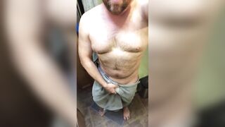 Towel drops after shower thick beefy daddy teases hungry gay boy
