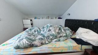 Messy cumshot from a hung twink solo slobbering his huge dick