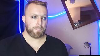 Sissy face ruined by big balls beard daddy cumshot POV