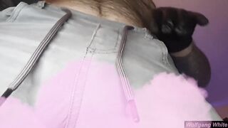 Sissy face ruined by big balls beard daddy cumshot POV