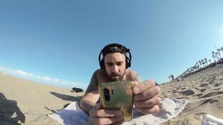 Beach to squats Facesit POV Spanish stud jerking off solo