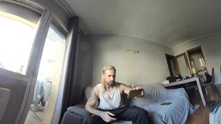 Beach to squats Facesit POV Spanish stud jerking off solo