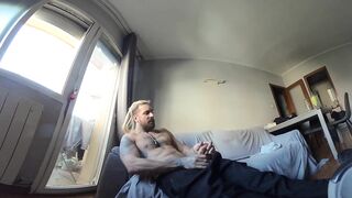 Beach to squats Facesit POV Spanish stud jerking off solo