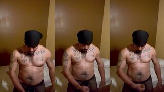 Hot Latino prisoner caught masturbating thick cock in prison