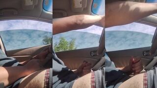 Risky daylight drive public gay jerking hung latino jock