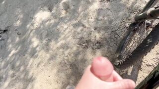 Risky public jerking off in park caught quick cum