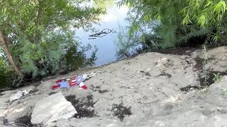 Risky public jerking off in park caught quick cum