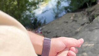Risky public jerking off in park caught quick cum