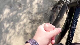 Risky public jerking off in park caught quick cum