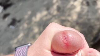 Risky public jerking off in park caught quick cum