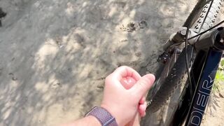 Risky public jerking off in park caught quick cum