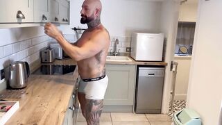 Morning Kitchen Wank With Big Dicked Steve & His Tattooed Step Son